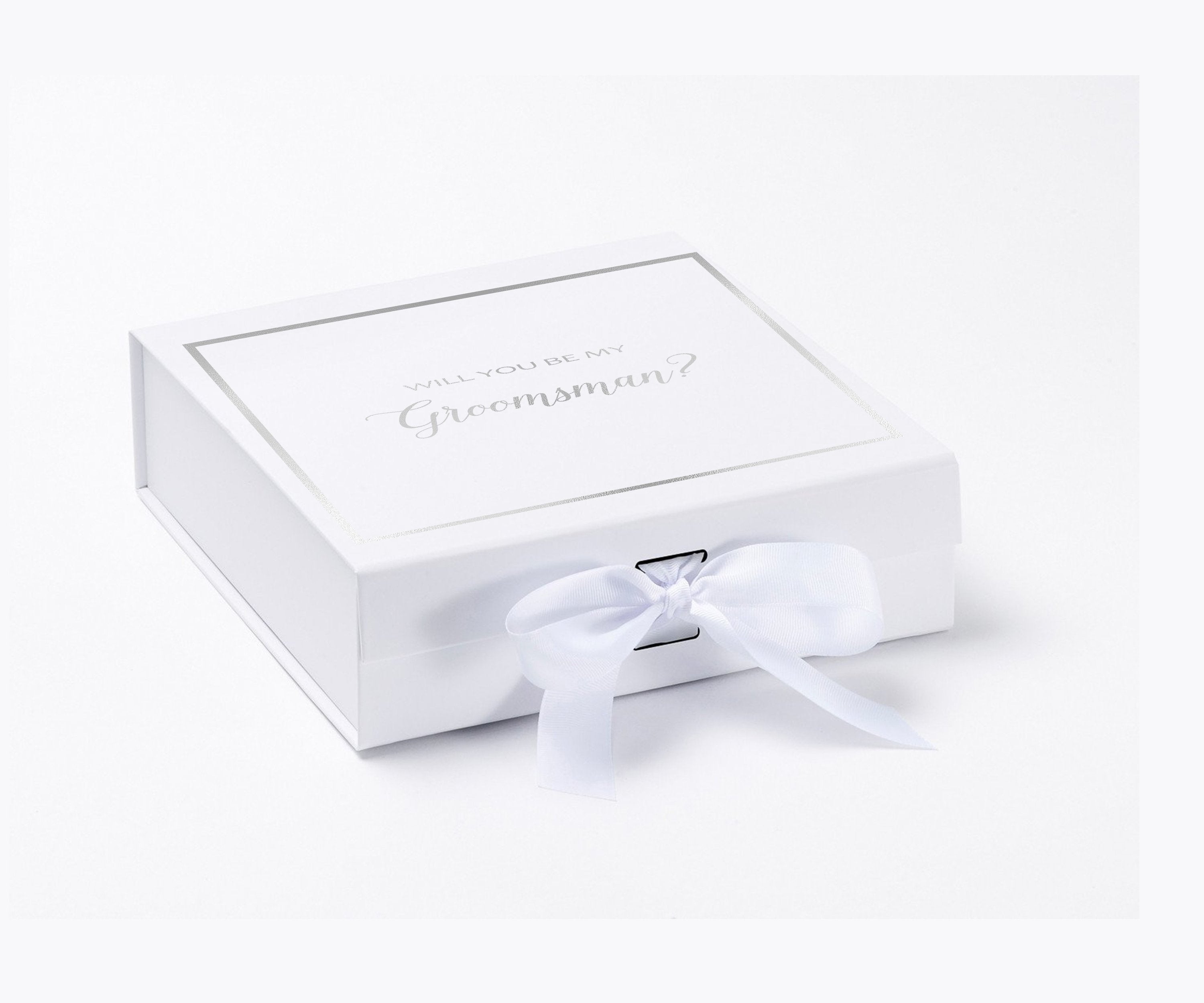 Will You Be My groomsman? Proposal Box White -  Border - Horizon Bliss