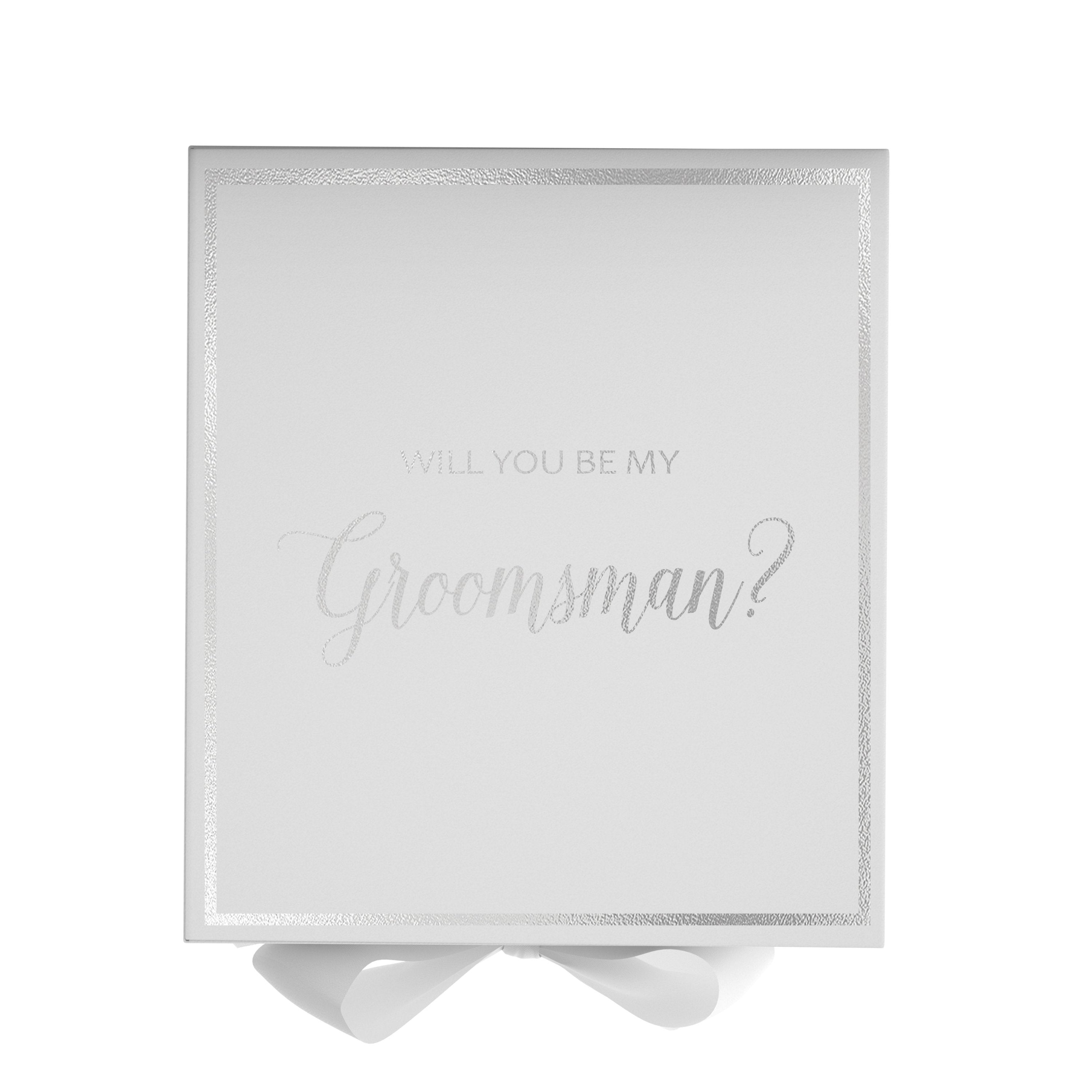 Will You Be My groomsman? Proposal Box White -  Border - Horizon Bliss