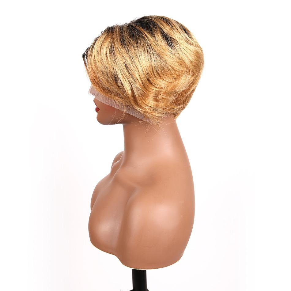 Ombre Short Bob Pixie Cut 13x4x1 T Lace Front Straight Human Hair Wigs - Horizon Bliss