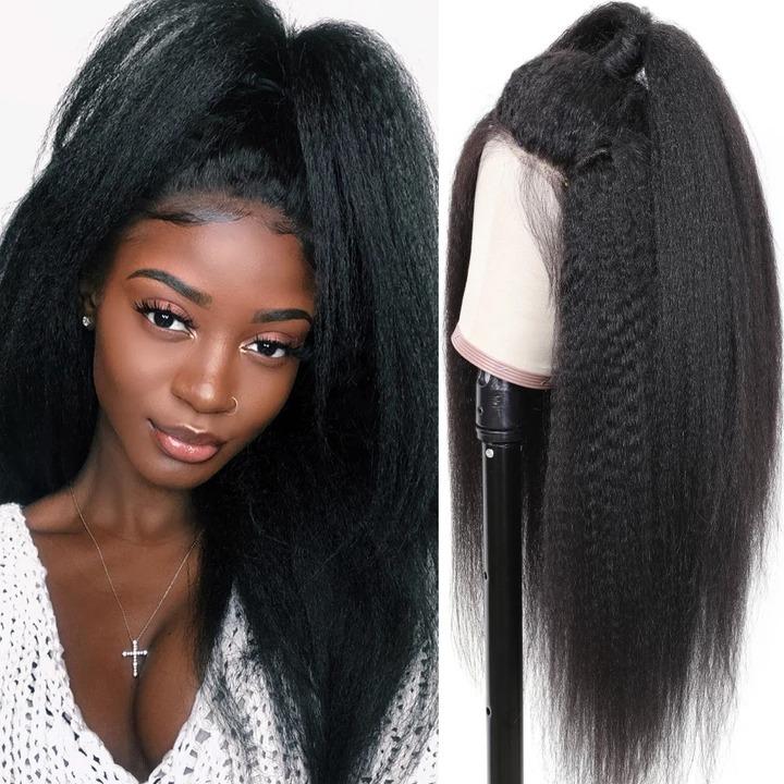 13x4 HD Transparent Lace Frontal Kinky Straight Human Hair Wigs 200% D - Horizon Bliss