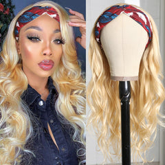 Body Wave #1B/613 Headband Human Hair Wigs For Black Women Blonde Scar - Horizon Bliss