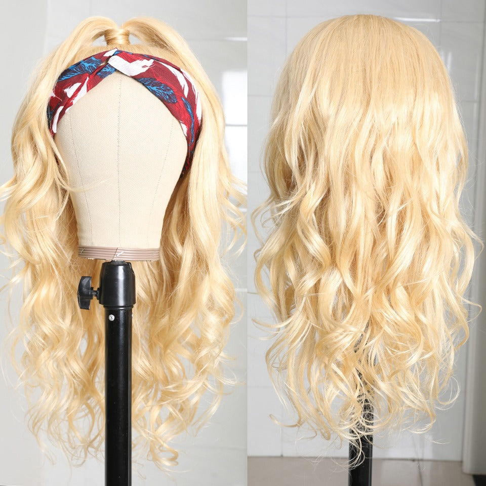 Body Wave #1B/613 Headband Human Hair Wigs For Black Women Blonde Scar - Horizon Bliss