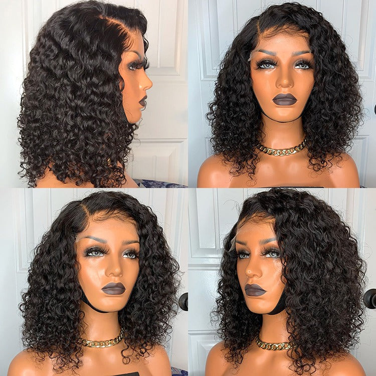 Deep Wave 180% Density 4x4 Short Bob 13x4 Lace Front Human Hair Wig - Horizon Bliss