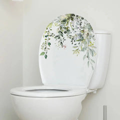 Green Plant Leaves Bathroom Stickers - Horizon Bliss