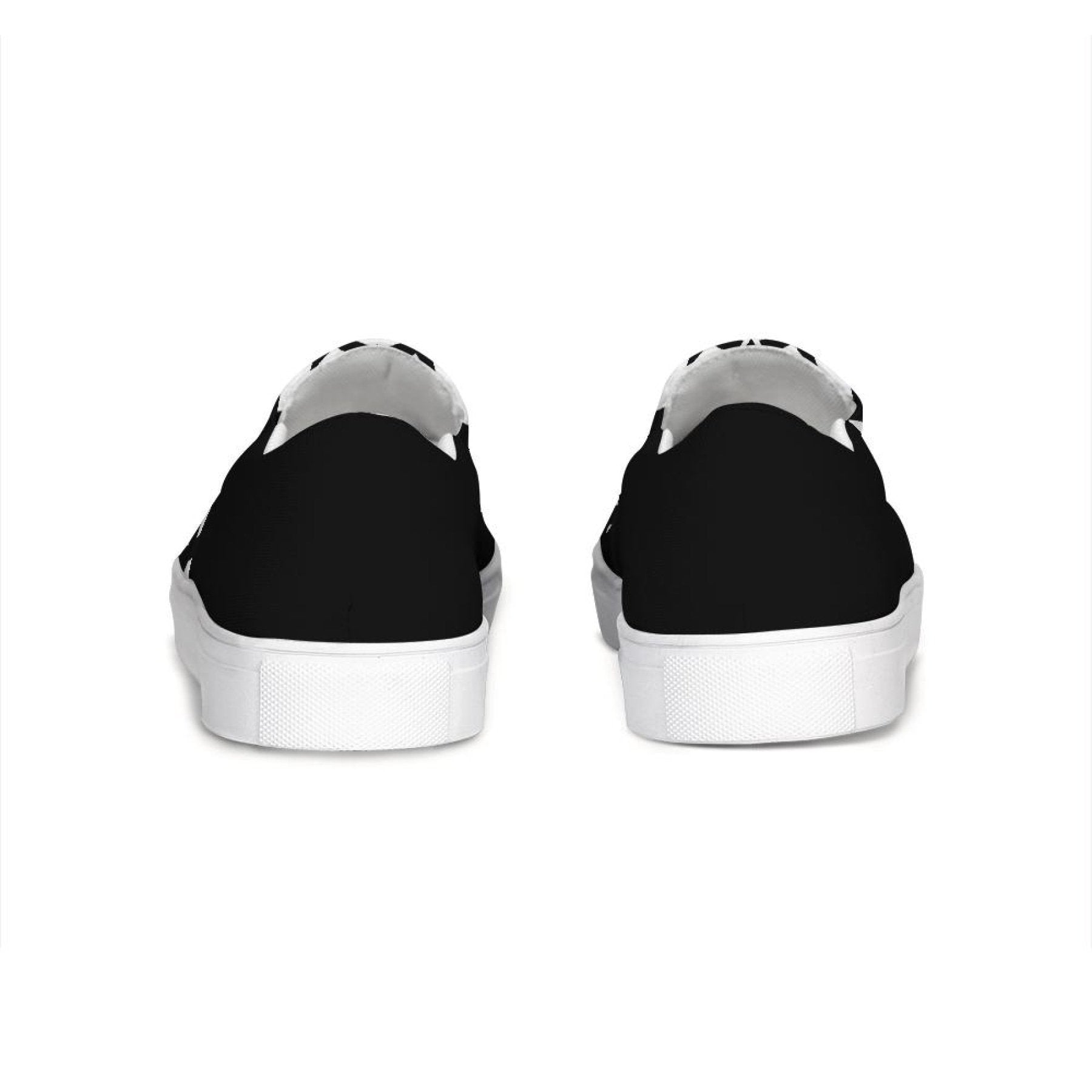 Womens Sneakers - Black & White Ichthys Style Low Top Slip-on Canvas - Horizon Bliss