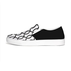 Womens Sneakers - Black & White Ichthys Style Low Top Slip-on Canvas - Horizon Bliss