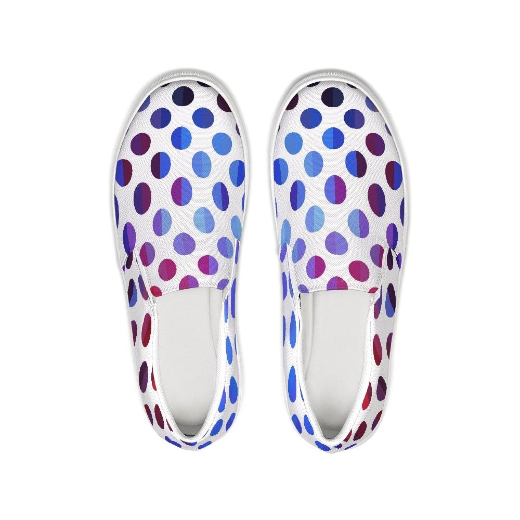 Athletic Sneakers, Low Cut Polka Dot Canvas Slip-on Sports Shoes - Horizon Bliss