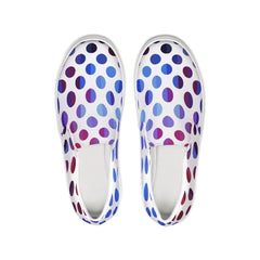 Athletic Sneakers, Low Cut Polka Dot Canvas Slip-on Sports Shoes - Horizon Bliss