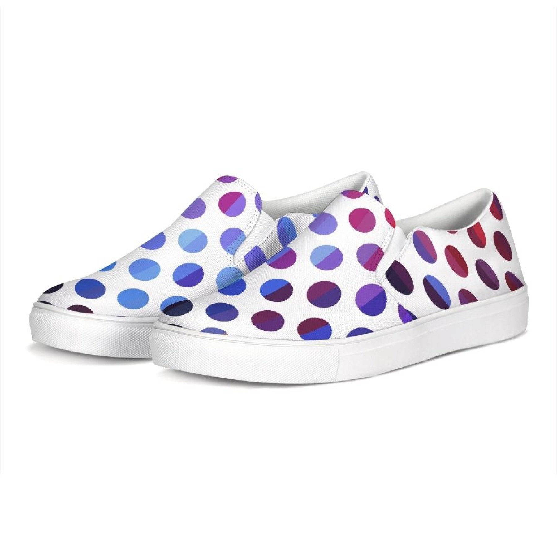 Athletic Sneakers, Low Cut Polka Dot Canvas Slip-on Sports Shoes - Horizon Bliss