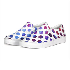 Athletic Sneakers, Low Cut Polka Dot Canvas Slip-on Sports Shoes - Horizon Bliss