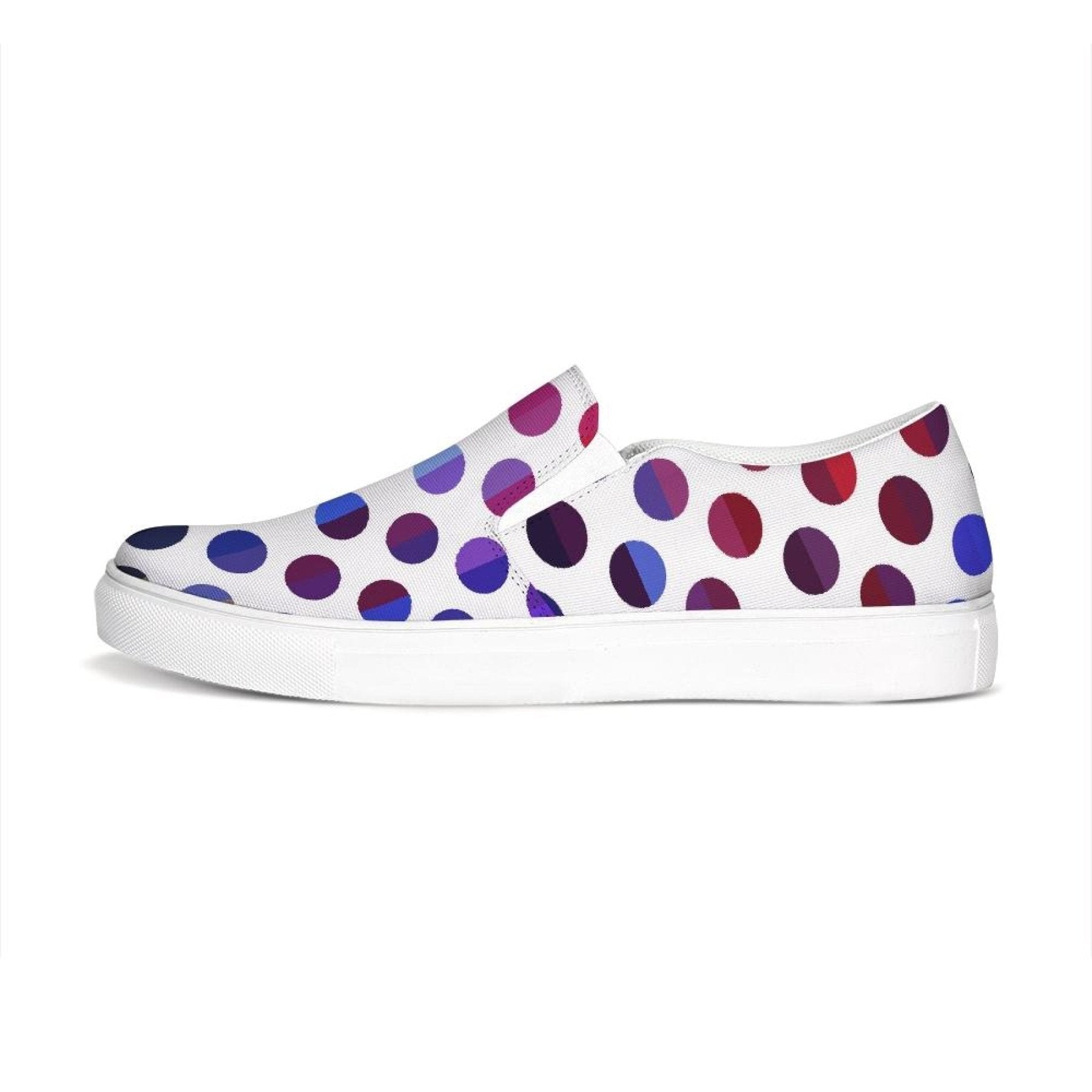 Athletic Sneakers, Low Cut Polka Dot Canvas Slip-on Sports Shoes - Horizon Bliss