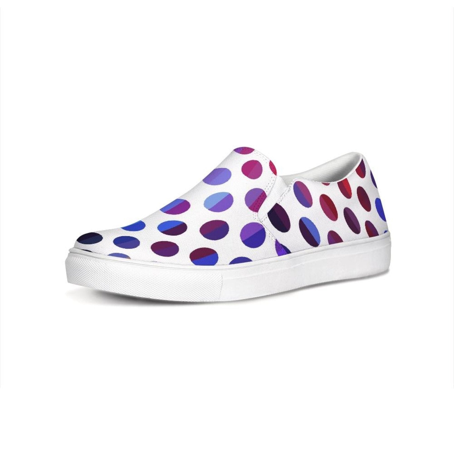 Athletic Sneakers, Low Cut Polka Dot Canvas Slip-on Sports Shoes - Horizon Bliss