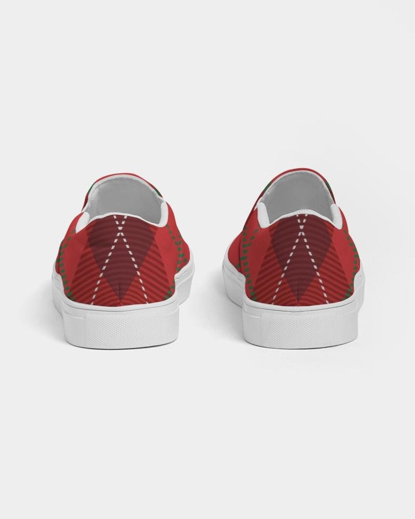 Womens Sneakers - Red Plaid Canvas Sports Shoes / Slip-on - Horizon Bliss