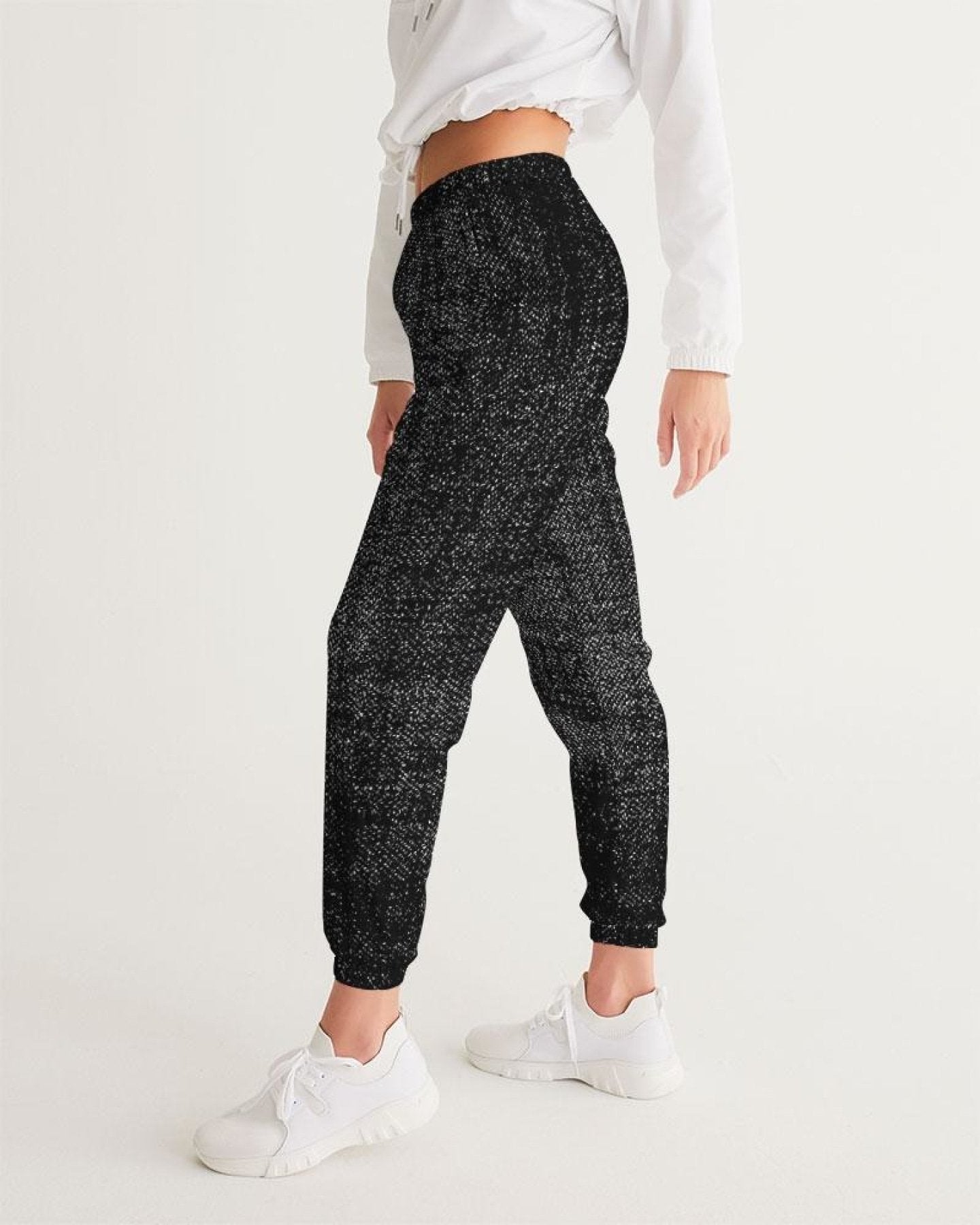 Womens Track Pants - Black & Gray Distressed Sports Pants