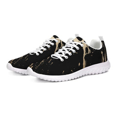 Womens Sneakers - Black And Gold Swirl Style Canvas Sports Shoes /