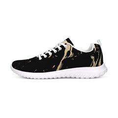 Womens Sneakers - Black And Gold Swirl Style Canvas Sports Shoes /