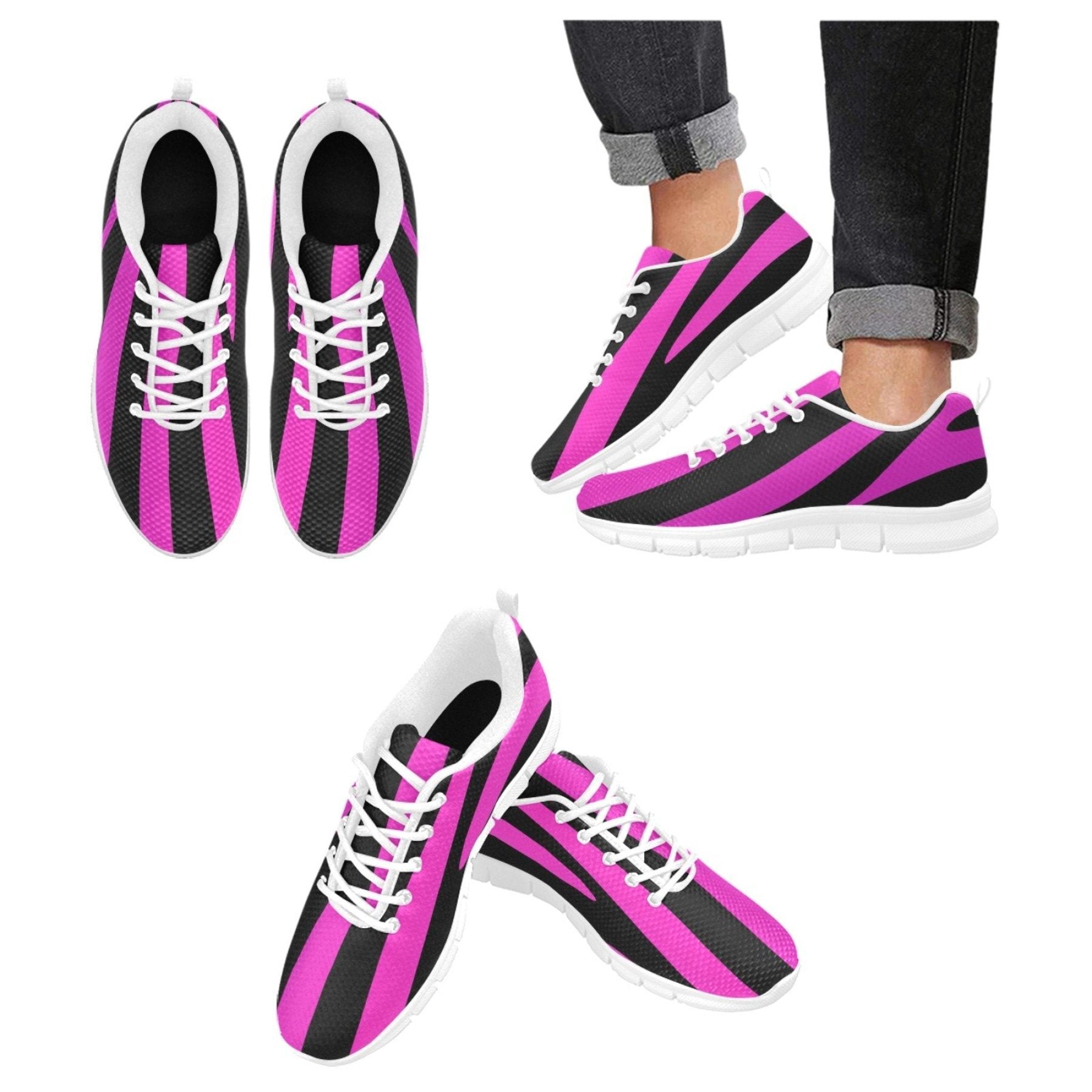 Womens Sneakers, Black And Purple Stripe Running Shoes - Horizon Bliss