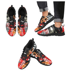 Womens Sneakers, Black And White Abstract Print Running Shoes - Horizon Bliss