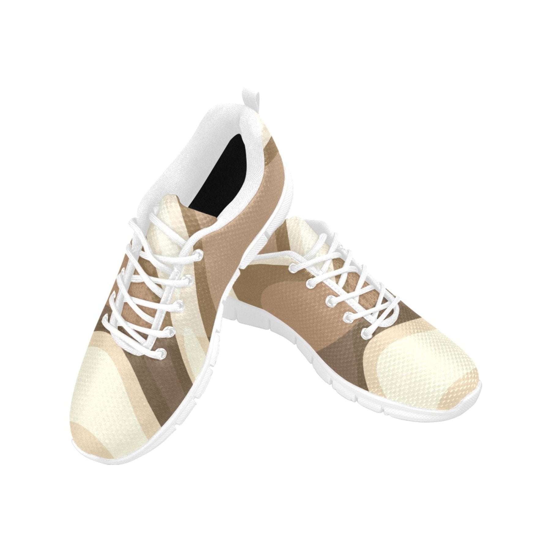 Womens Athletic Shoes, Brown And Cream Abstract Marble Swirl - Horizon Bliss