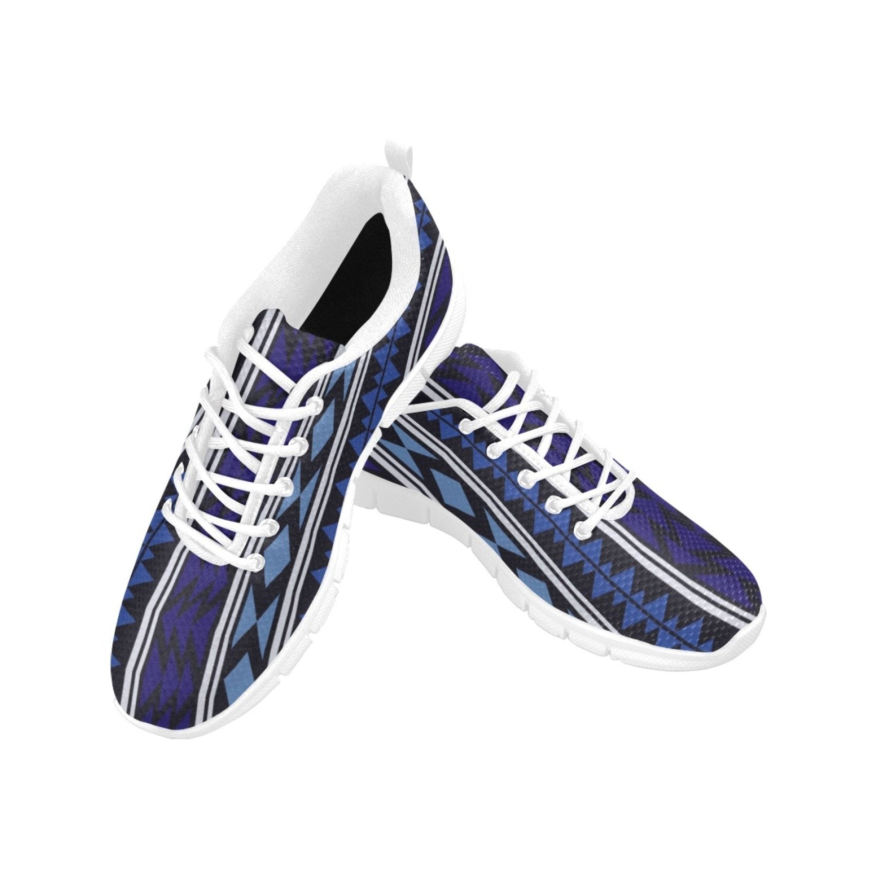 Womens Sneakers, Blue Aztec Print Running Shoes - Horizon Bliss