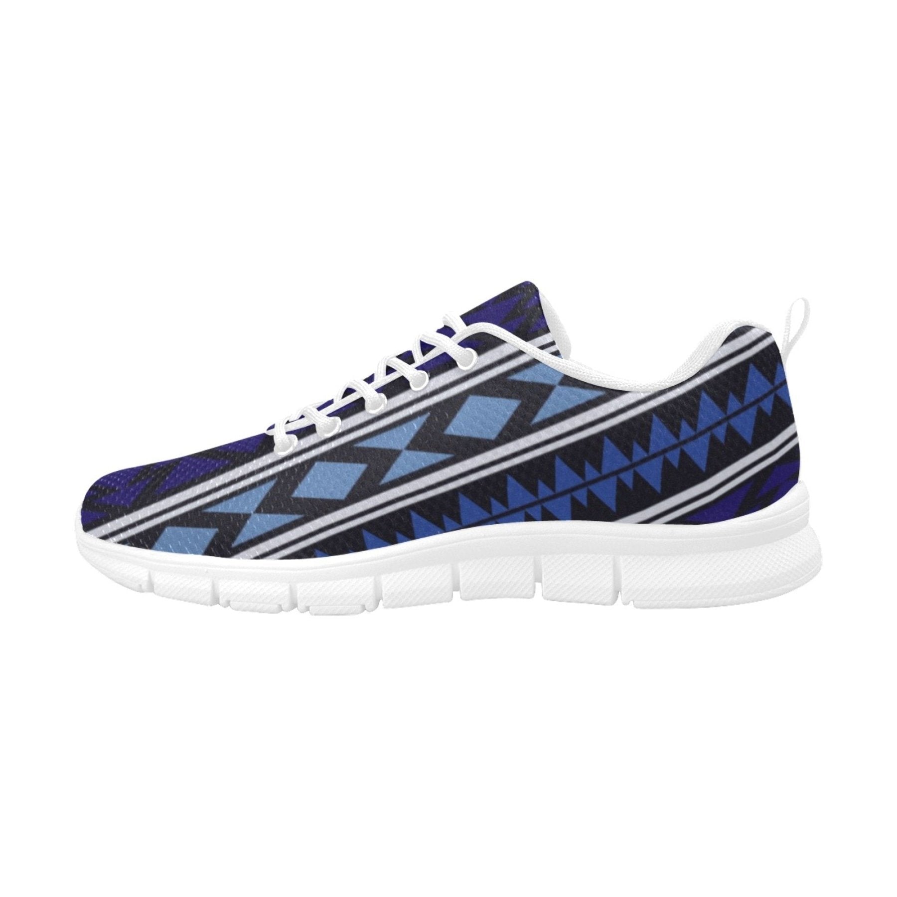 Womens Sneakers, Blue Aztec Print Running Shoes - Horizon Bliss