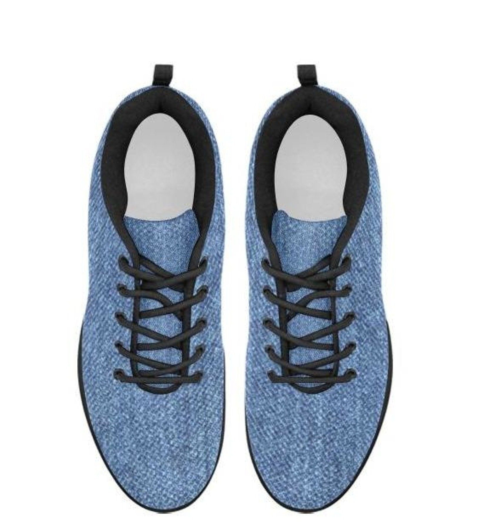 Womens Sneakers, Blue Denim Print Running Shoes - Horizon Bliss