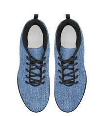 Womens Sneakers, Blue Denim Print Running Shoes - Horizon Bliss