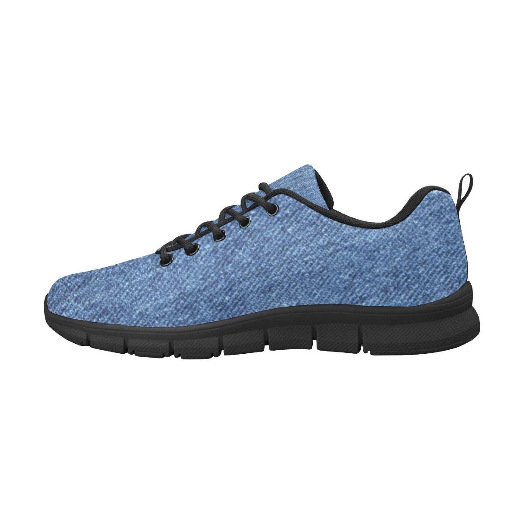 Womens Sneakers, Blue Denim Print Running Shoes - Horizon Bliss