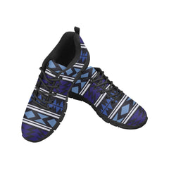 Womens Sneakers, Blue Aztec Print Running Shoes - Horizon Bliss