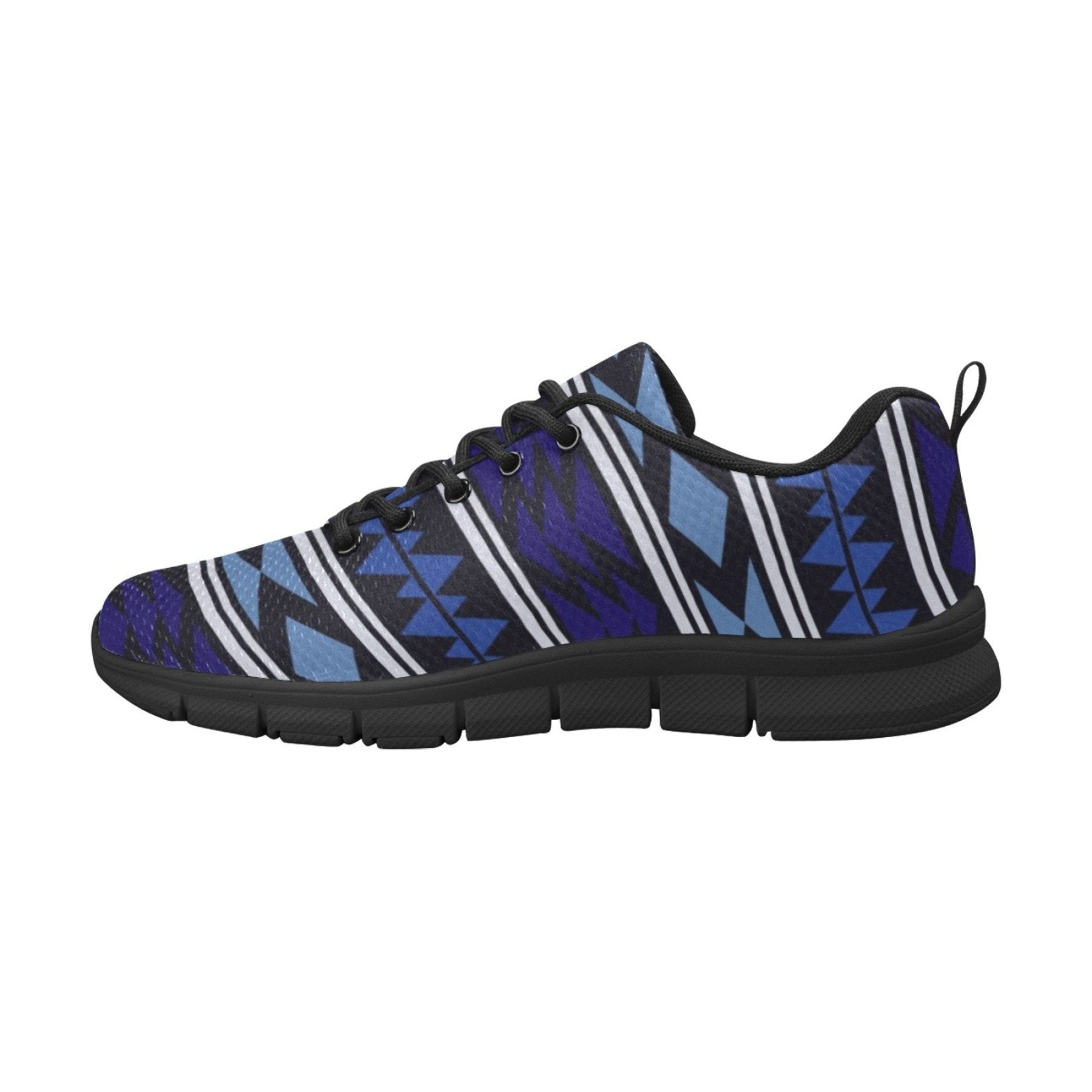 Womens Sneakers, Blue Aztec Print Running Shoes - Horizon Bliss