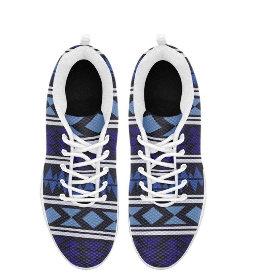 Womens Sneakers, Blue Horizon Aztec Print Running Shoes - Horizon Bliss