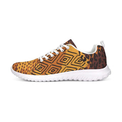 Womens Sneakers - Canvas Running Shoes, Brown And Yellow Print - Horizon Bliss