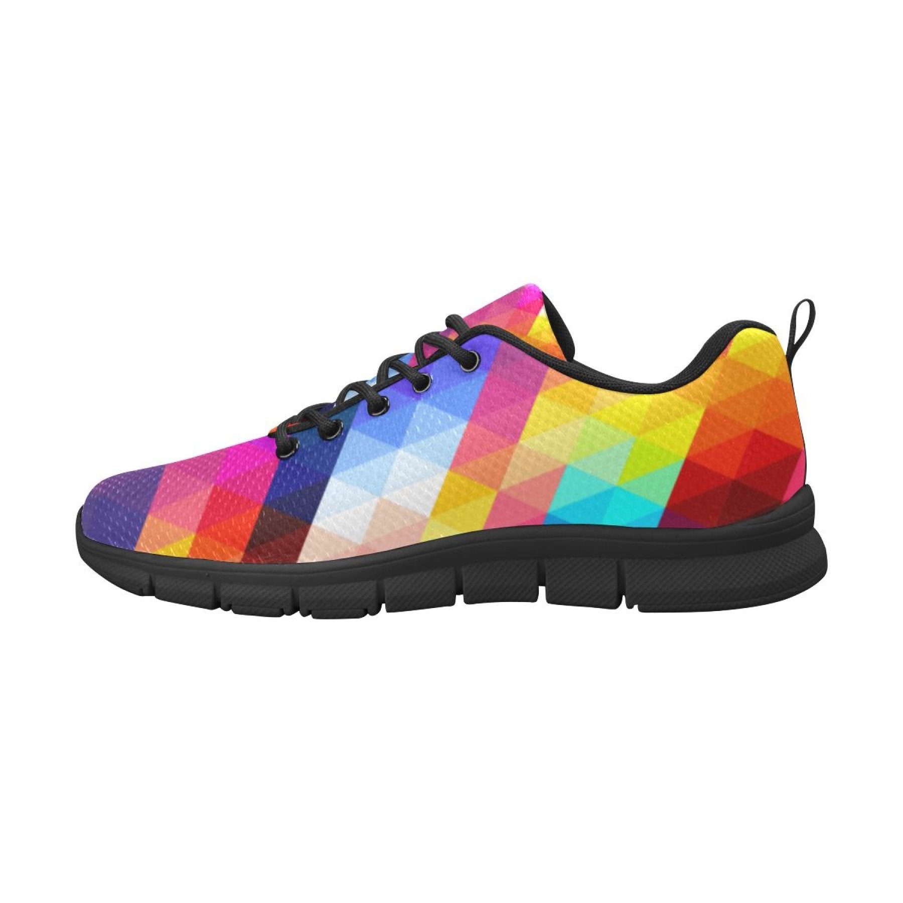 Womens Sneakers, Rainbow Geometric Print Running Shoes - Horizon Bliss