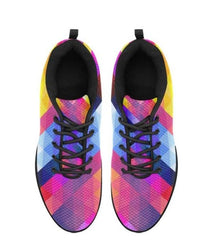 Womens Sneakers, Rainbow Geometric Print Running Shoes - Horizon Bliss