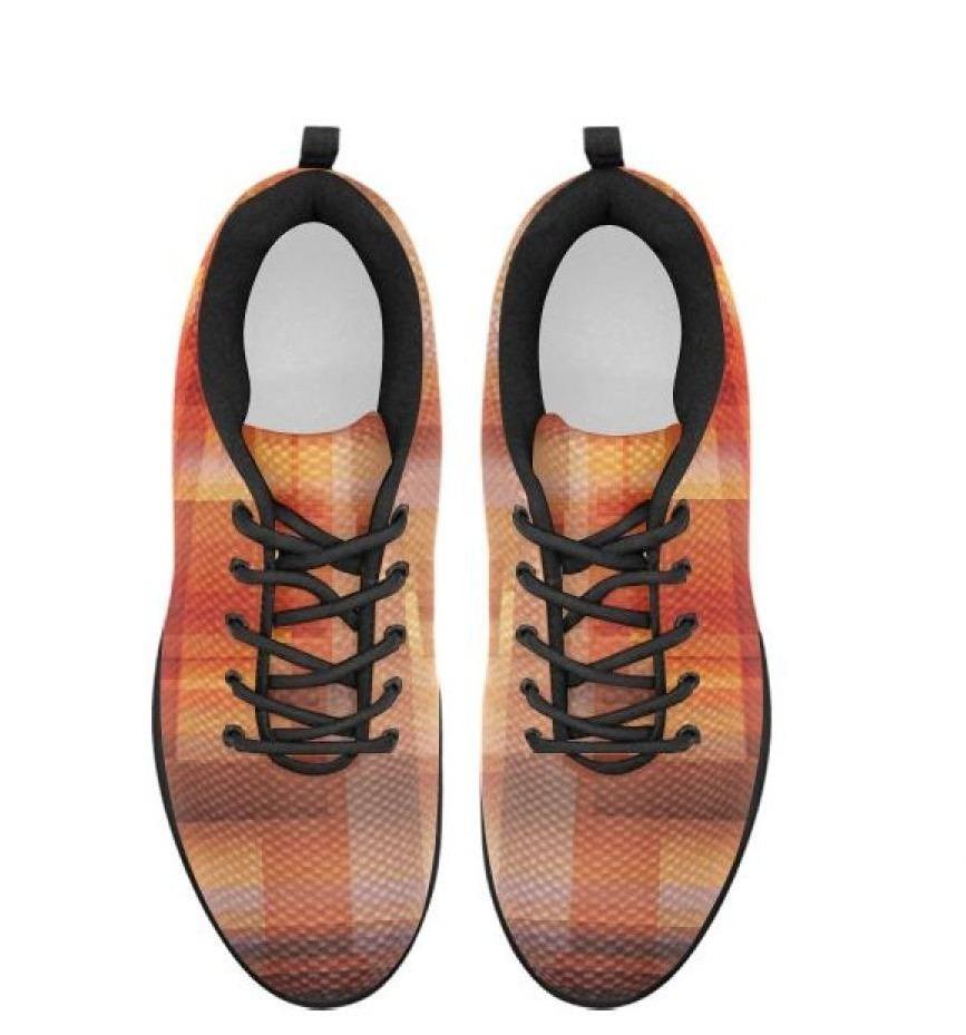 Womens Sneakers, Geometric Brown And Black Running Shoes - Horizon Bliss