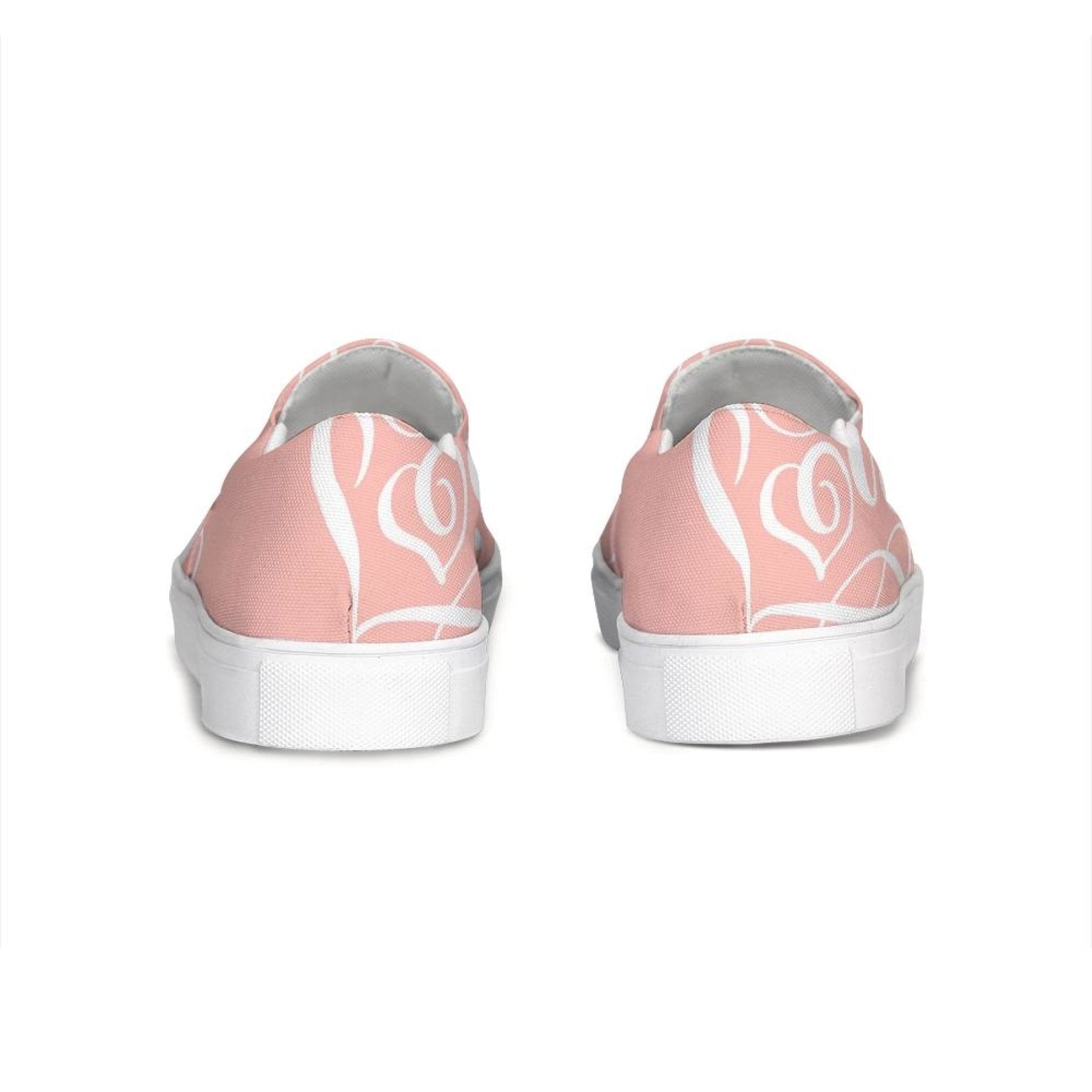 Womens Sneakers - Pink And White Love Print Low Top Slip-on Canvas - Horizon Bliss