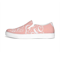 Womens Sneakers - Pink And White Love Print Low Top Slip-on Canvas - Horizon Bliss