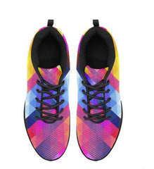 Womens Sneakers, Multicolor Grid illustration Running Shoes - Horizon Bliss