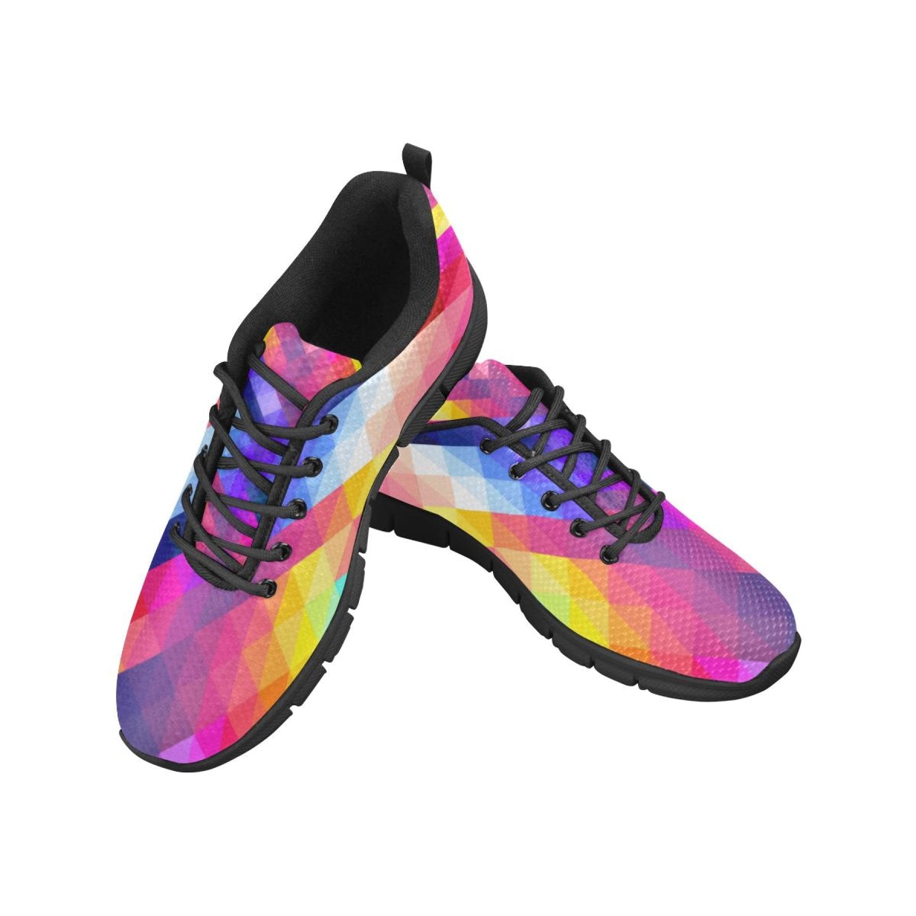 Womens Sneakers, Multicolor Grid illustration Running Shoes - Horizon Bliss