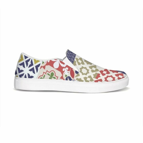 Womens Sneakers, Multicolor Patch Style Low Top Slip-on Canvas Shoes - Horizon Bliss