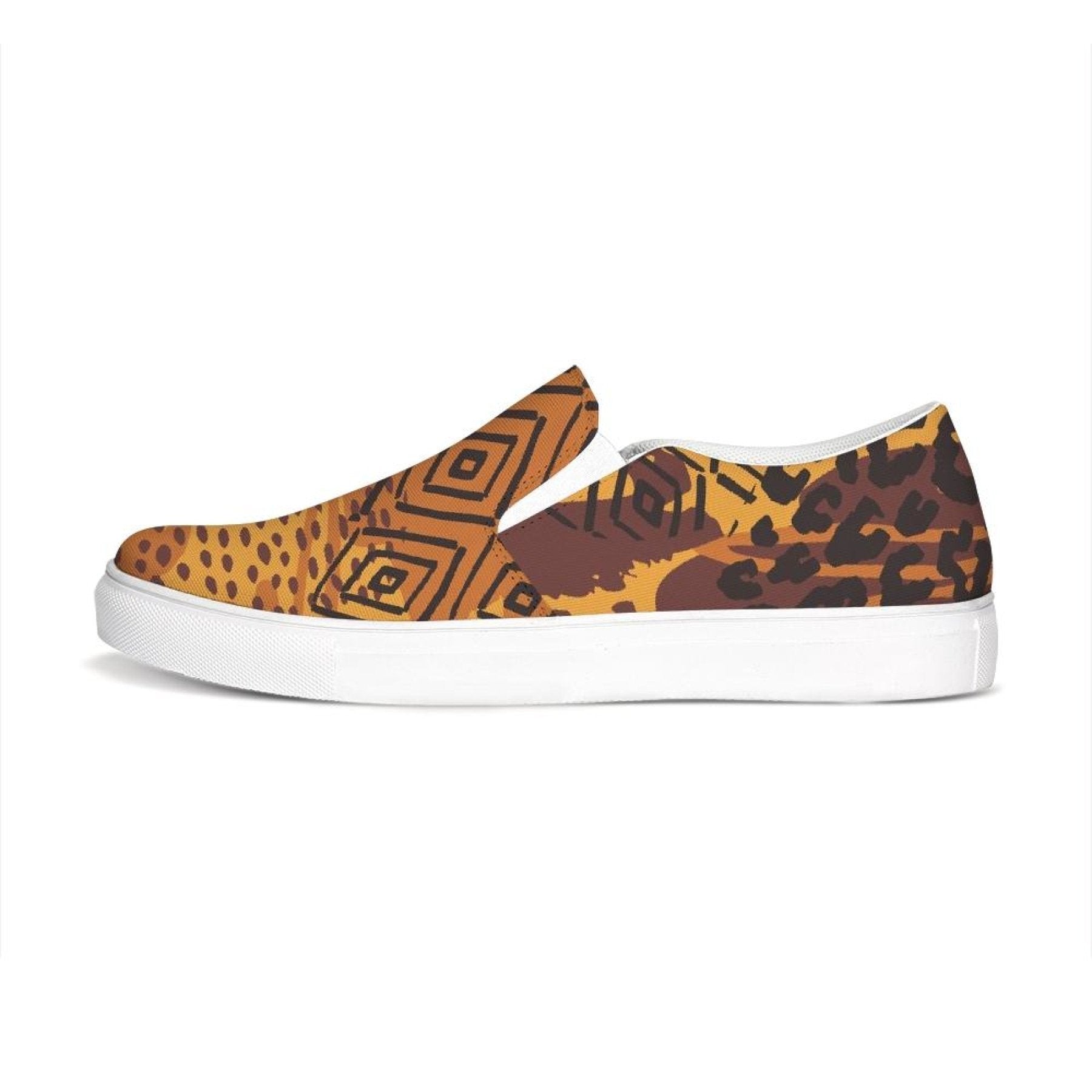 Womens Sneakers, Orange & Gold Low Top Slip-on Canvas Sports Shoes - Horizon Bliss