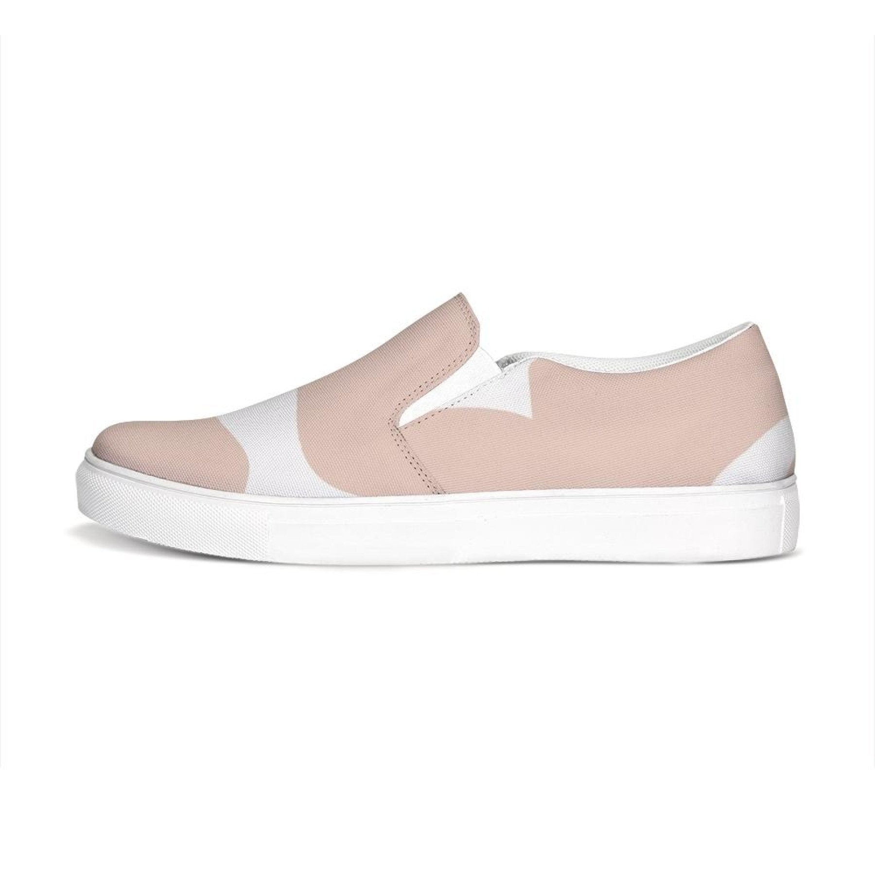 Womens Sneakers, Peach & White Low Top Slip-on Canvas Shoes - Horizon Bliss