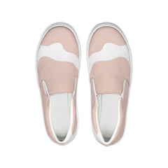 Womens Sneakers, Peach & White Low Top Slip-on Canvas Shoes - Horizon Bliss