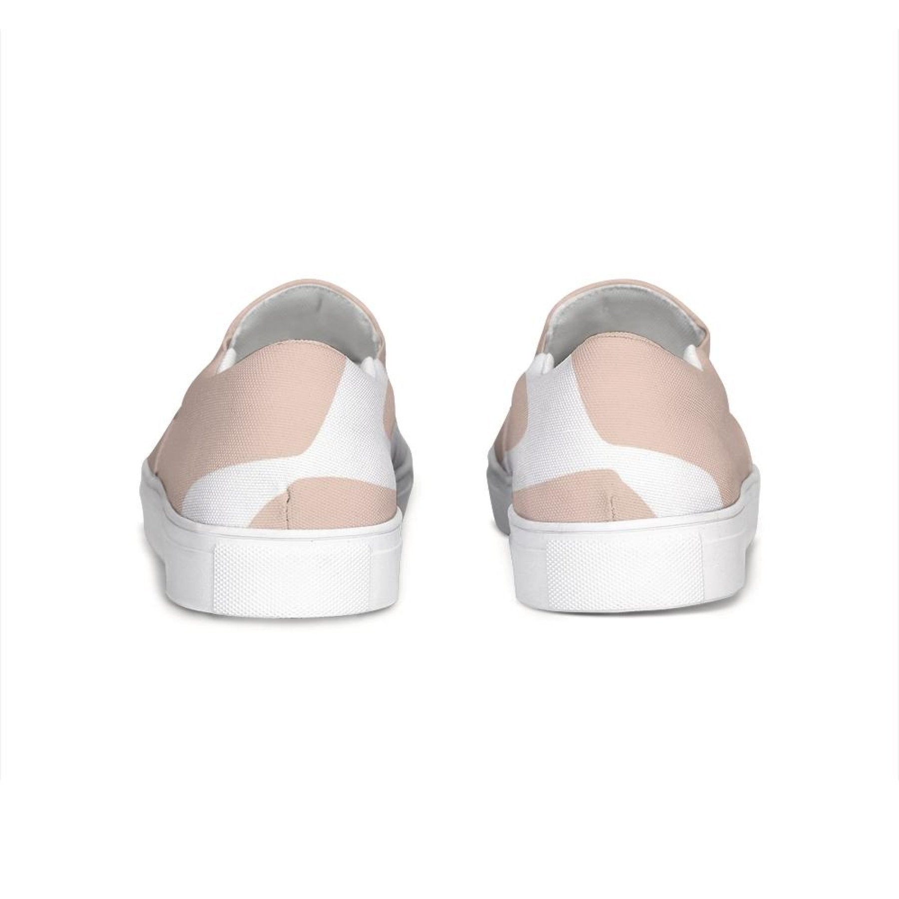 Womens Sneakers, Peach & White Low Top Slip-on Canvas Shoes - Horizon Bliss