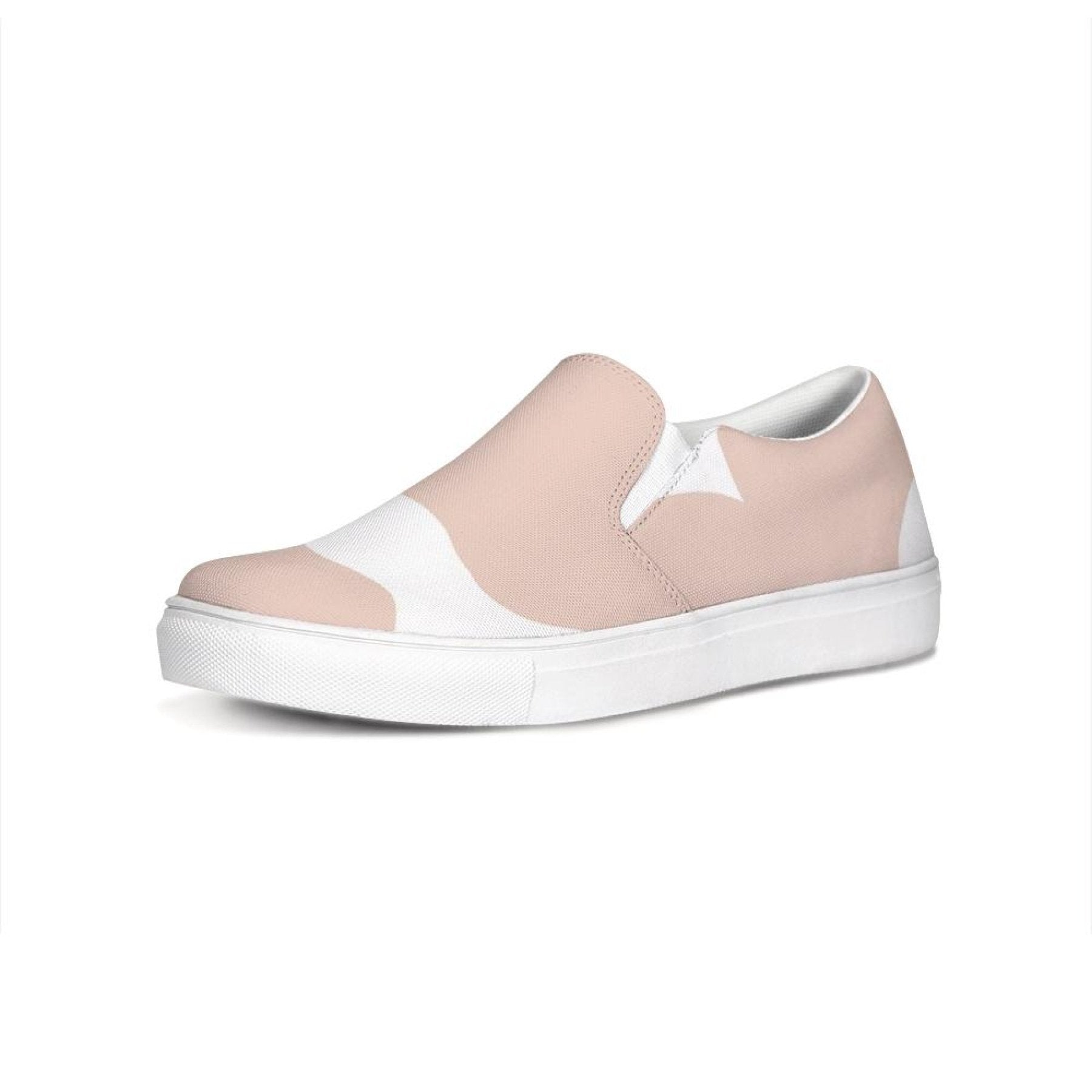 Womens Sneakers, Peach & White Low Top Slip-on Canvas Shoes - Horizon Bliss