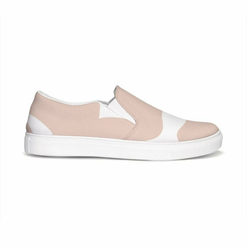 Womens Sneakers, Peach & White Low Top Slip-on Canvas Shoes - Horizon Bliss