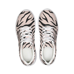 Womens Sneakers - Pink And Black Zebra Stripe Canvas Sports Shoes / - Horizon Bliss