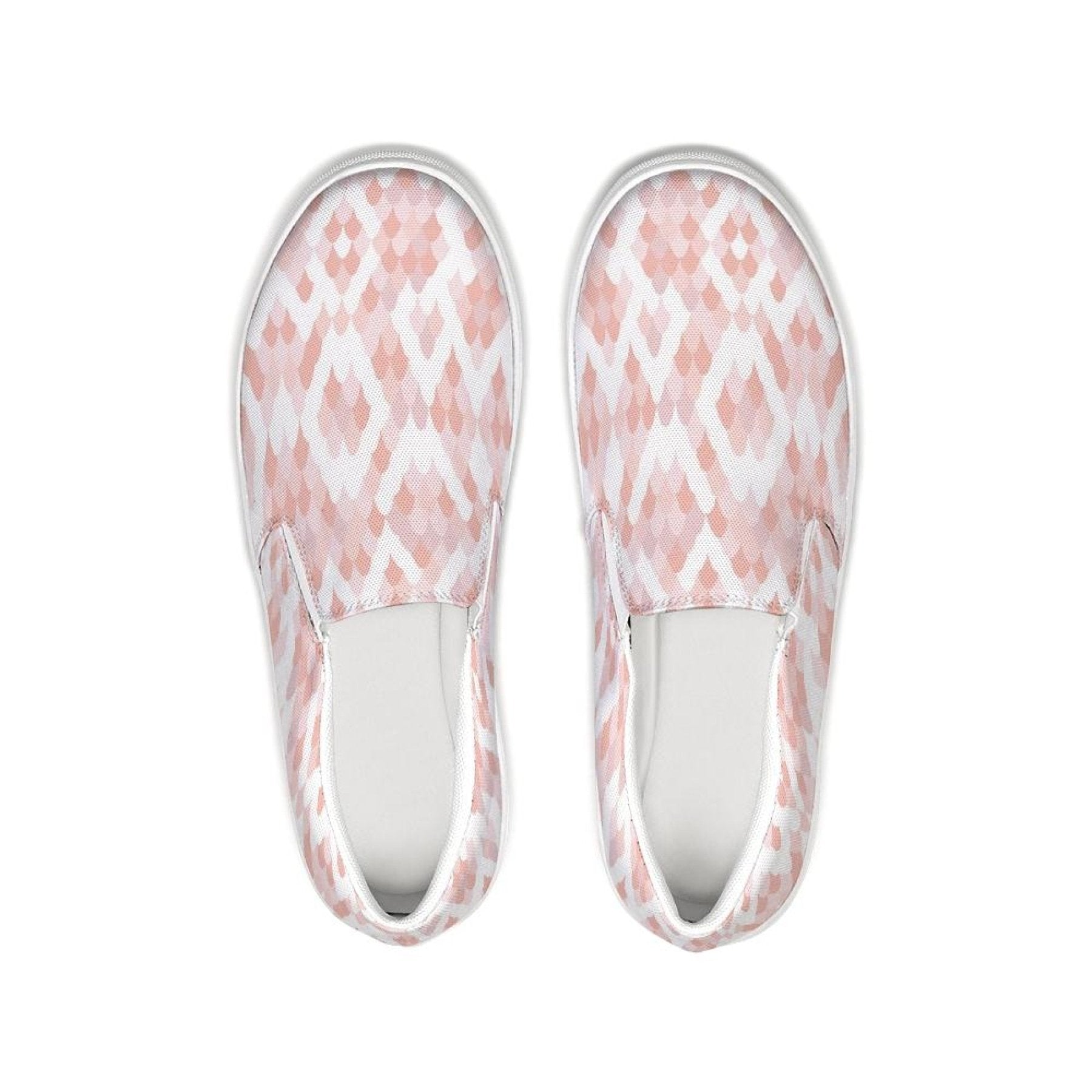 Womens Sneakers - Pink & White Low Top Slip-on Canva Shoes - Horizon Bliss