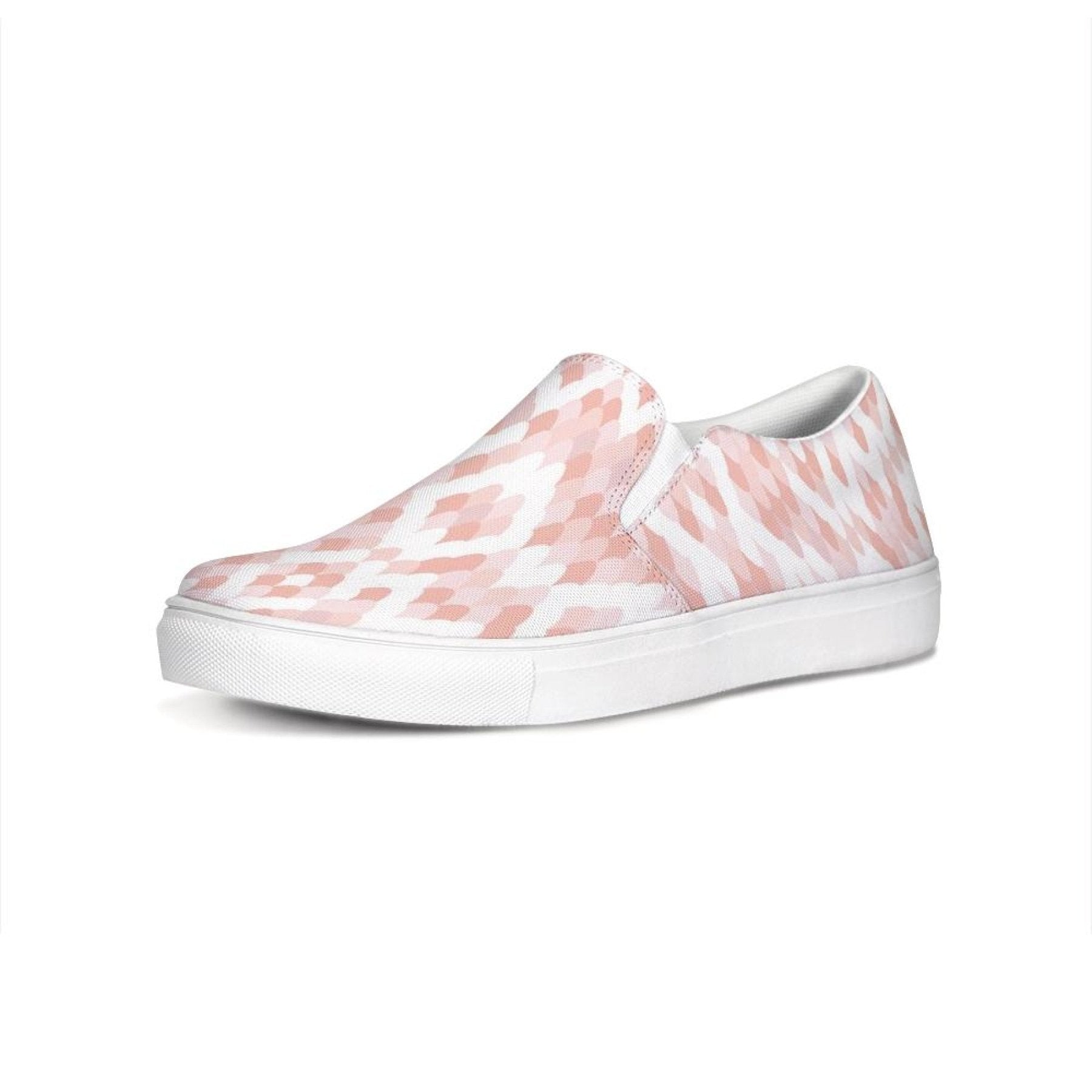 Womens Sneakers - Pink & White Low Top Slip-on Canva Shoes - Horizon Bliss