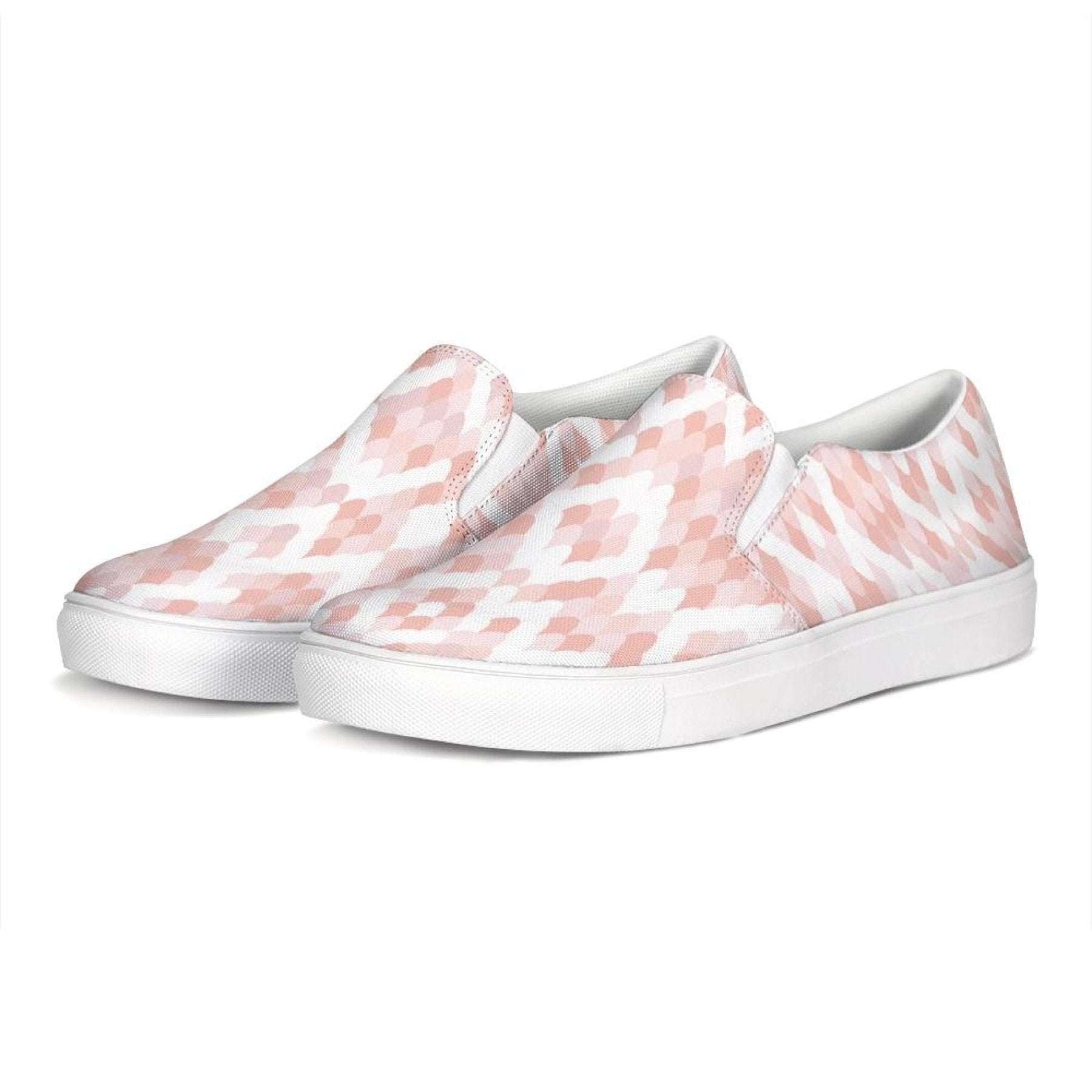 Womens Sneakers - Pink & White Low Top Slip-on Canva Shoes - Horizon Bliss